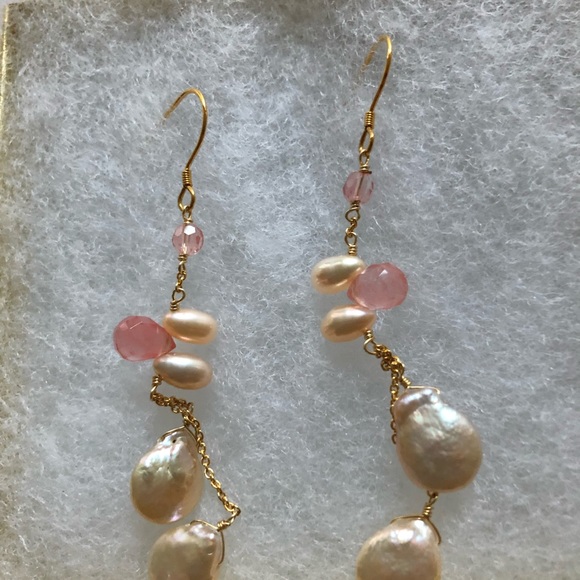 Giu Giu Freshwater Pearl & Rose Quartz Earring - Picture 7 of 8
